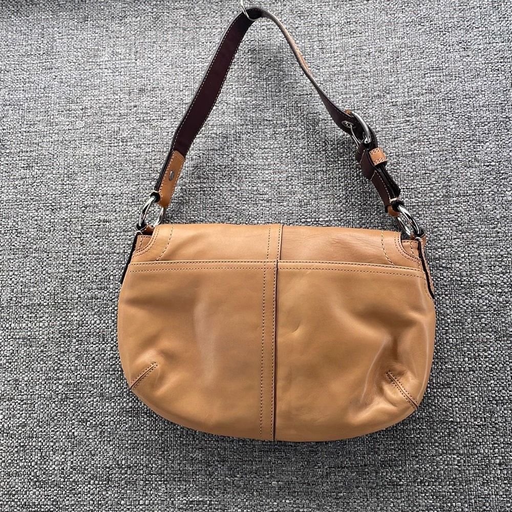 Coach Shoulder Bag Small Bamboo Tan Soho Flap Bag Leather Hobo W COA - Picture 3 of 13